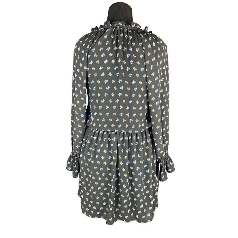 Gap small black dainty delicate flowers elastic waist flowy sheer sleeve dress - Picture 3 of 5